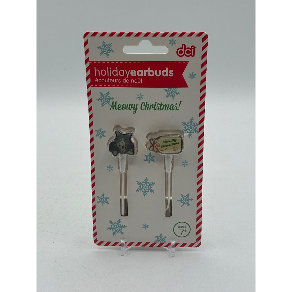 DCI Meowy Christmas Cat Holiday Earbuds Wired In-Ear Headphones New